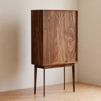 Kavin Walnut Bar Cabinet - Stylish walnut wood bar storage with sleek design for modern homes.