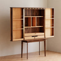 Kavin Walnut Wood Bar Cabinet - Modern storage solution with a rich walnut wood design.