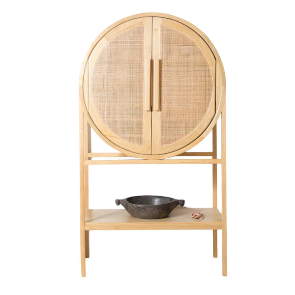 Teak wood bar cabinet with sleek design and ample storage space