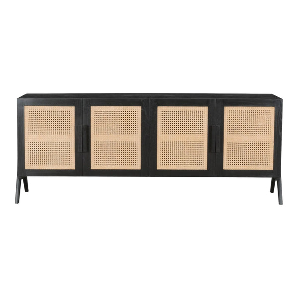 Elegant Aderes Teak Wood Rattan TV Stand for home entertainment