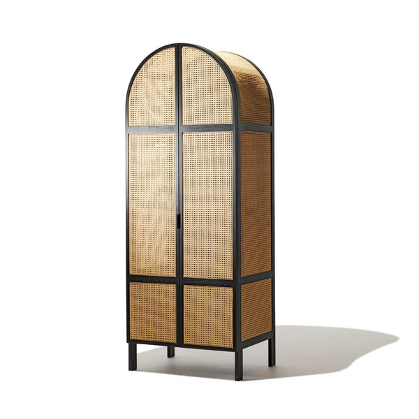 Durable Aderyn Teak Wood Rattan Cupboard with handcrafted