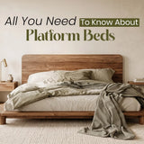 Modern wooden platform bed in cozy bedroom setting