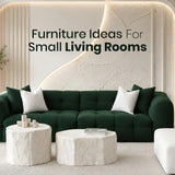 Green sofa in a stylish small living room.