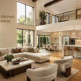 Luxury open concept kitchen and living room banner