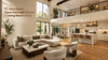 Luxury open concept kitchen and living room banner