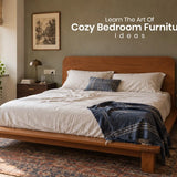 Cozy bedroom furniture ideas with a warm wooden bed