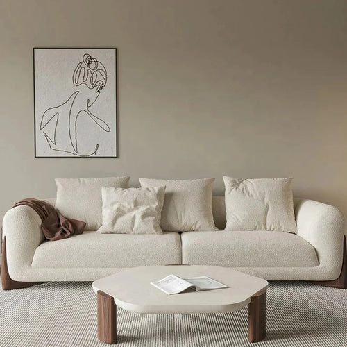 Luxury walnut sofa set in contemporary living room