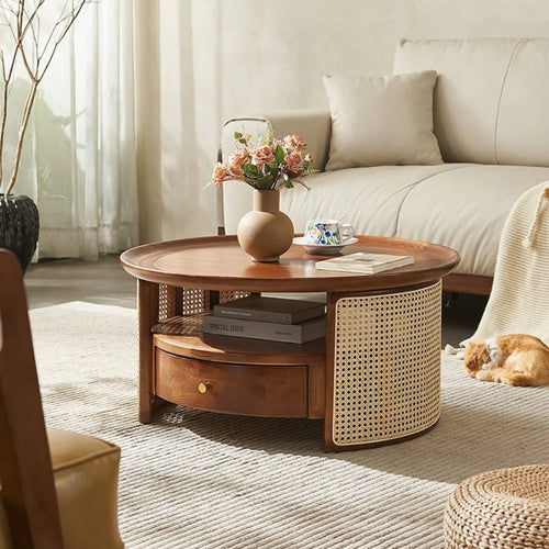 Elegant walnut coffee table with modern design