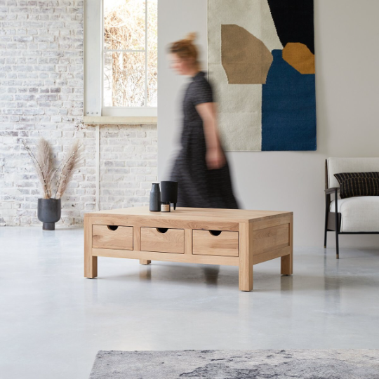 Justin Oak Wood Coffee Table – Nismaaya Decor