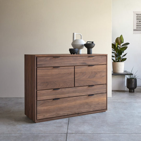 Helena Walnut Wood Chest of Drawers