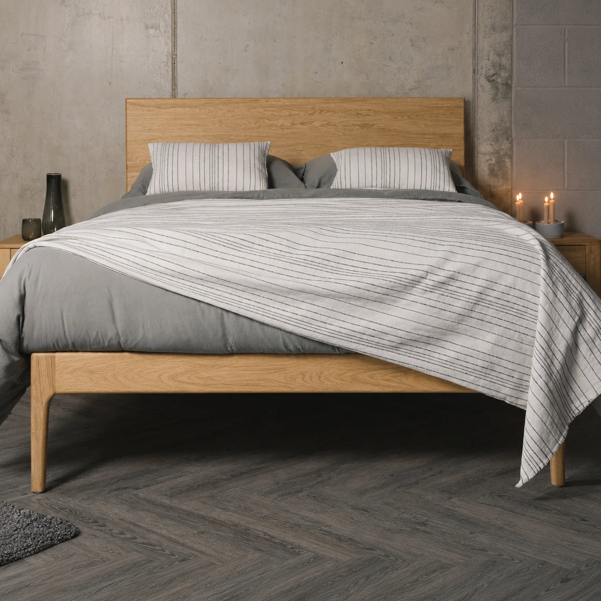 Brick Oak Wood Bed