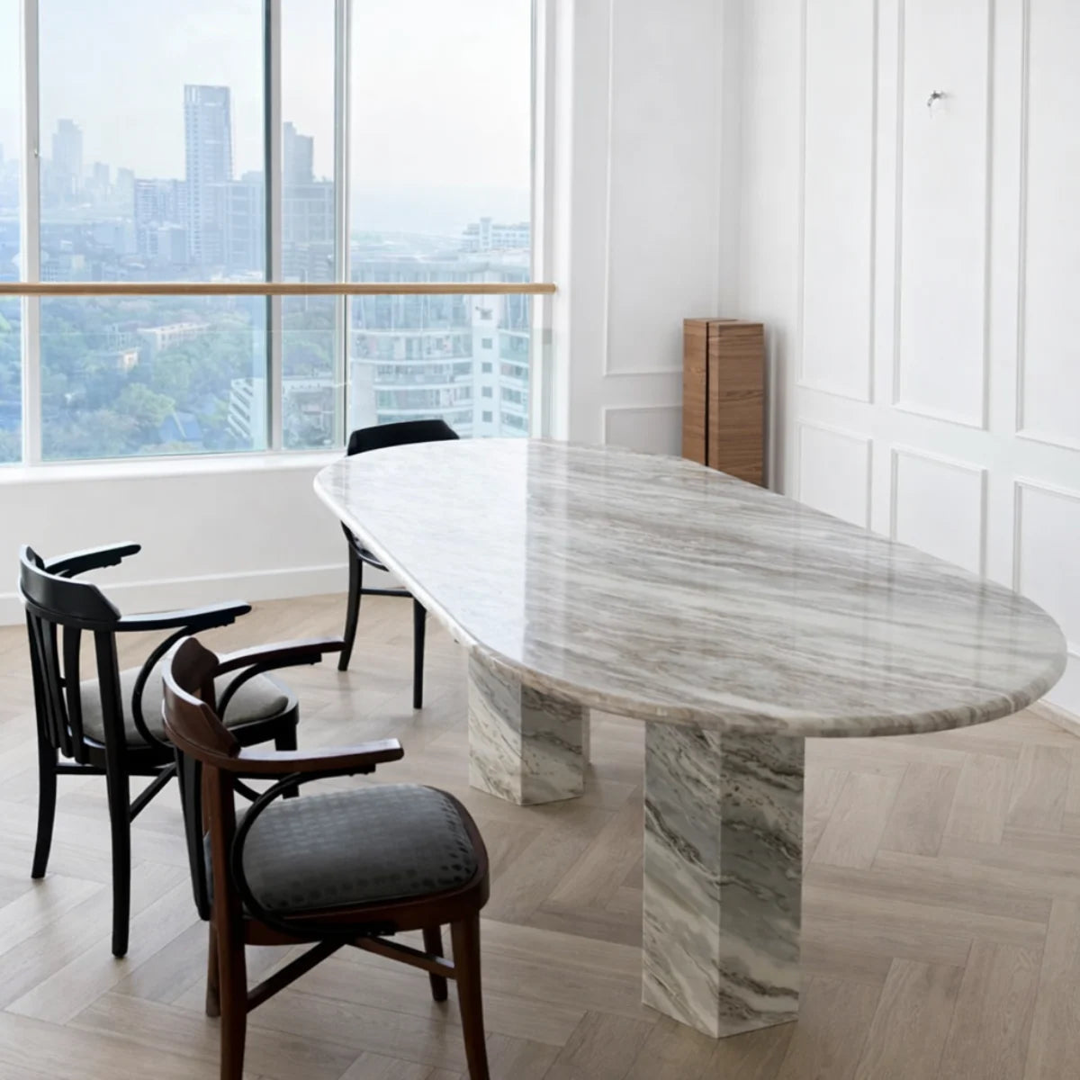 Hallie Brown Marble Dining Table