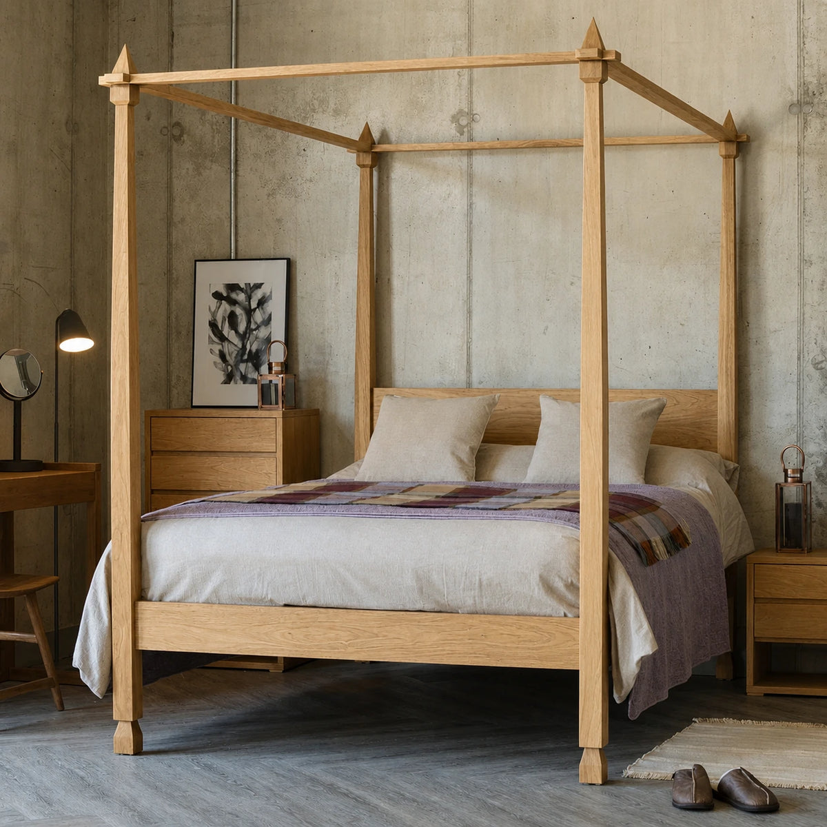 Aba Oak Wood Poster Bed