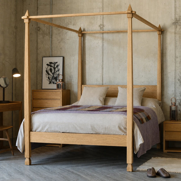 Aba Oak Wood Poster Bed