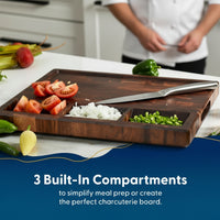 Nismaaya Black Walnut End Grain Cutting Board with Non-Slip Feet