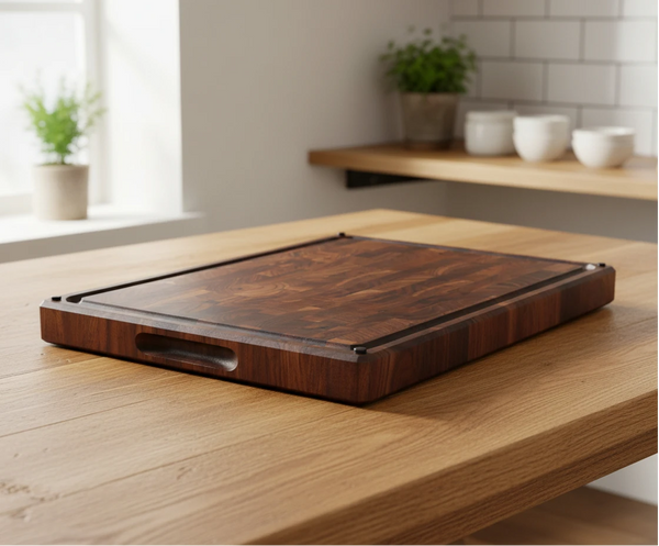 Nismaaya Black Walnut End Grain Cutting Board with Non-Slip Feet