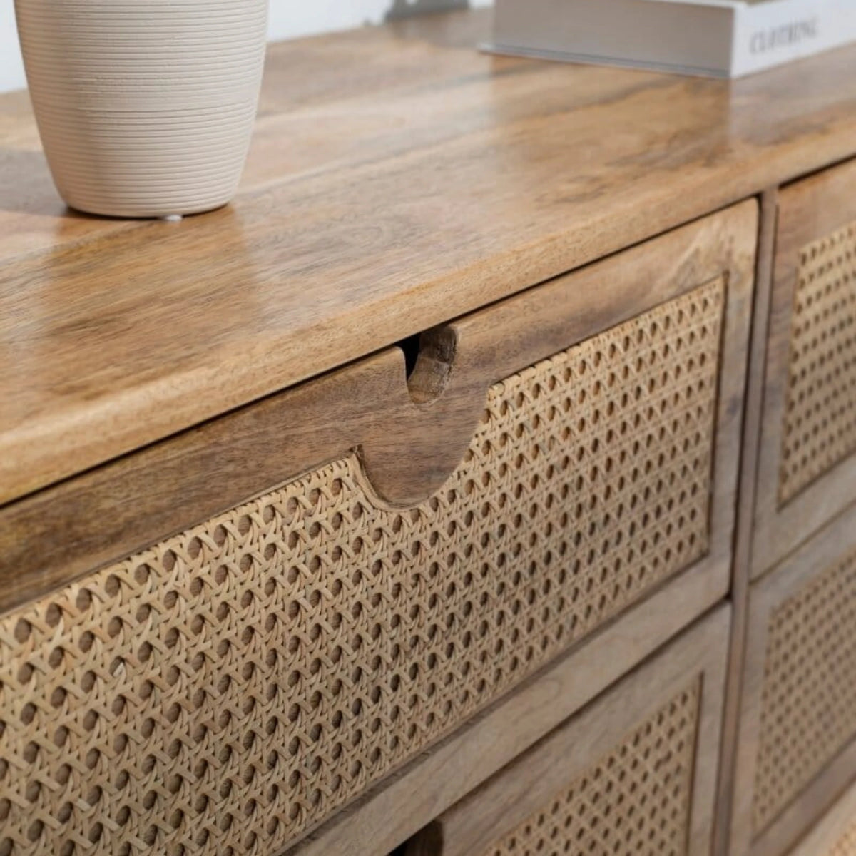 Vienna Six Drawers Rattan Sideboard