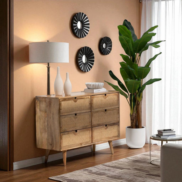 Vienna Six Drawers Rattan Sideboard