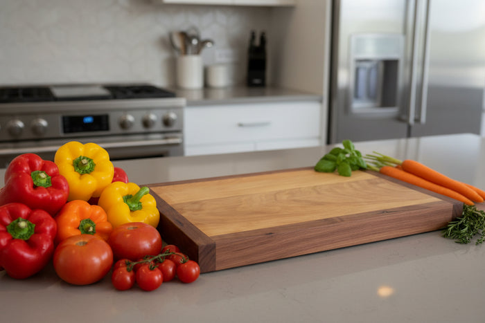 Nismaaya Viyana White Oak Wood and Walnut Wood Boarder Cutting and Chopping Board