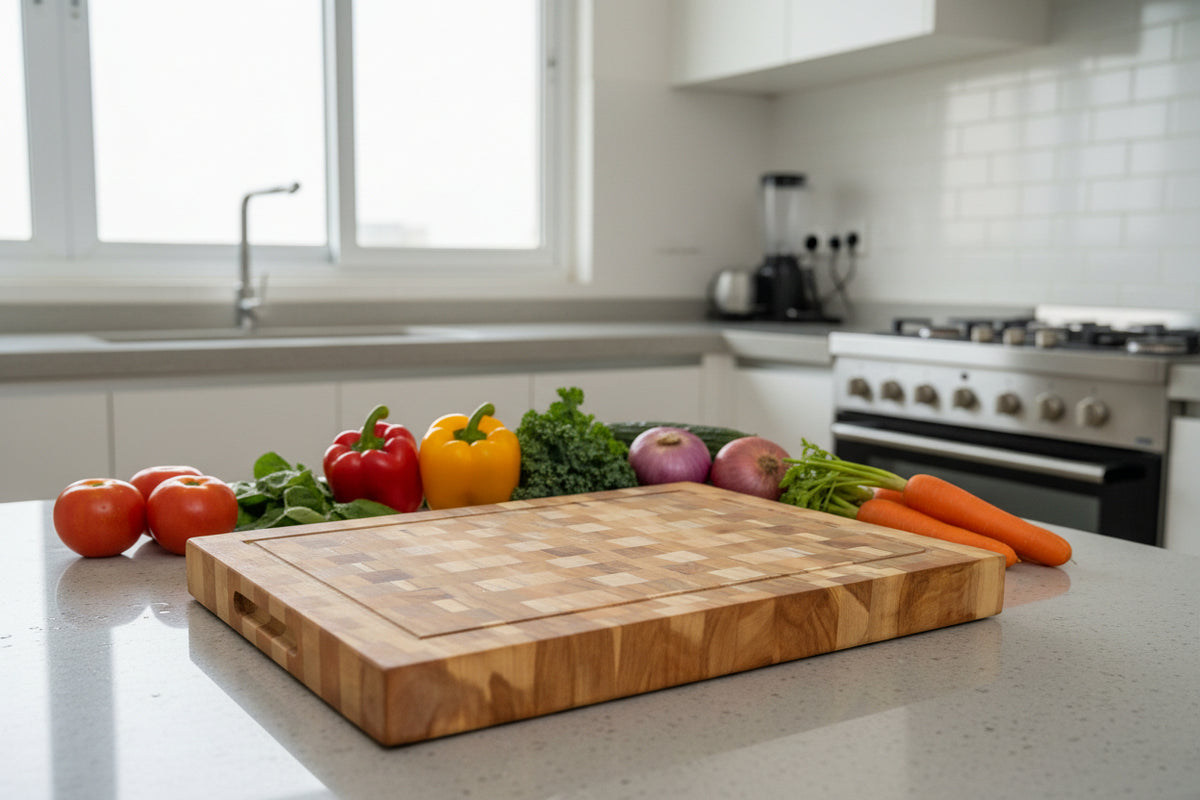 Nismaaya Viya  Teak Wood Checker Design Cutting and Chopping Board