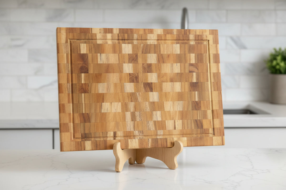 Nismaaya Viya  Teak Wood Checker Design Cutting and Chopping Board
