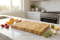 Nismaaya Viya  Teak Wood Checker Design Cutting and Chopping Board