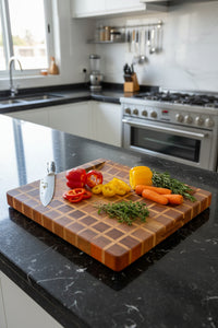 Nismaaya Walnut & White oak Checker Design Cutting and Chopping Board