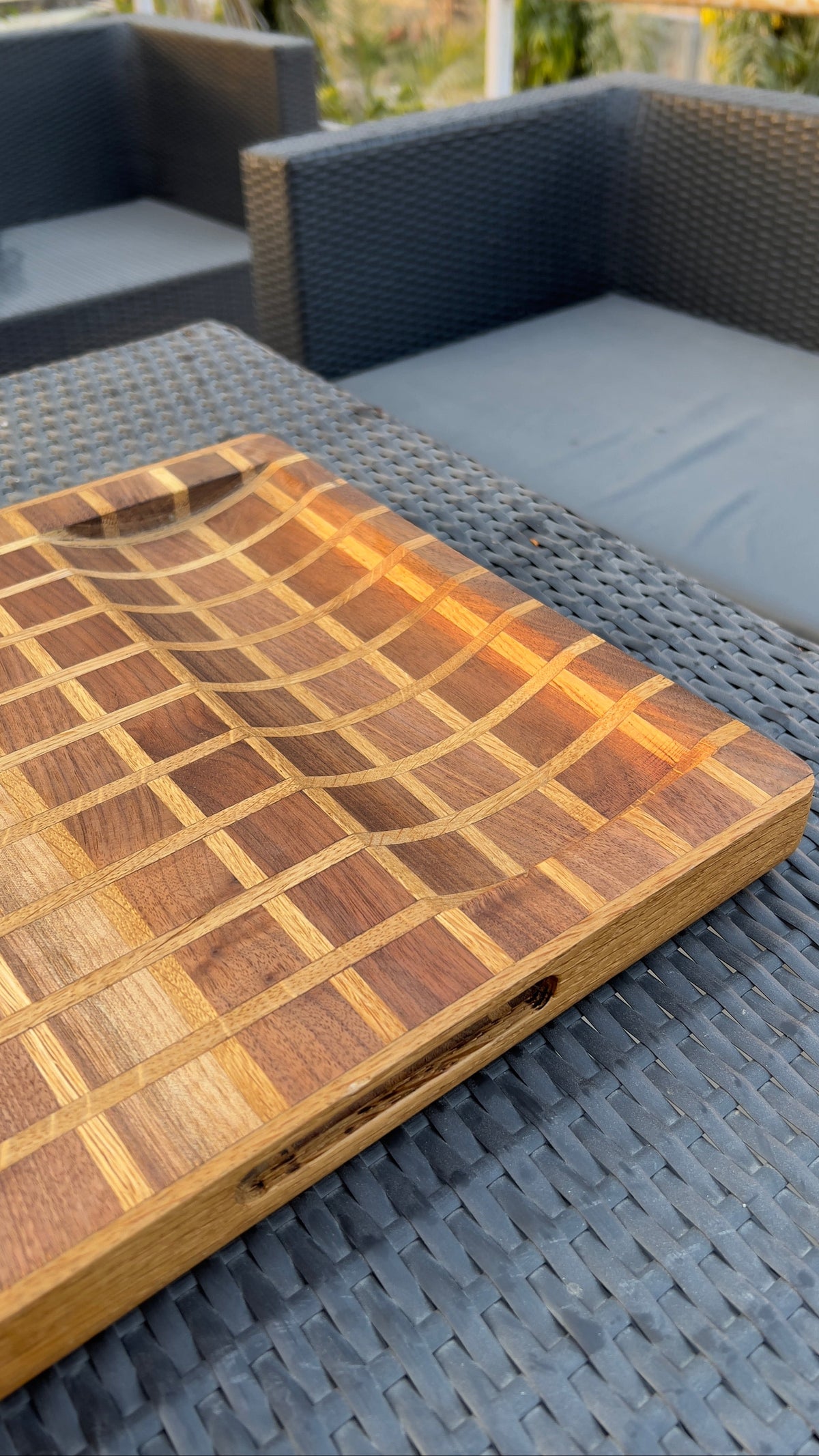 Nismaaya Walnut & White oak Checker Design Cutting and Chopping Board