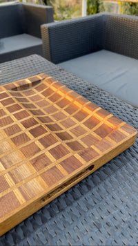 Nismaaya Walnut & White oak Checker Design Cutting and Chopping Board