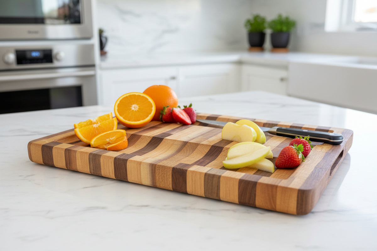 Nismaaya Walnut & White oak Stripe Design Cutting and Chopping Board