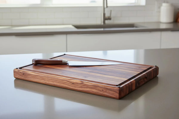 Nismaaya Large Thick Edge Grain Walnut Wood Cutting Board with Non-Slip Feet