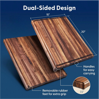 Nismaaya Large Thick Edge Grain Walnut Wood Cutting Board with Non-Slip Feet