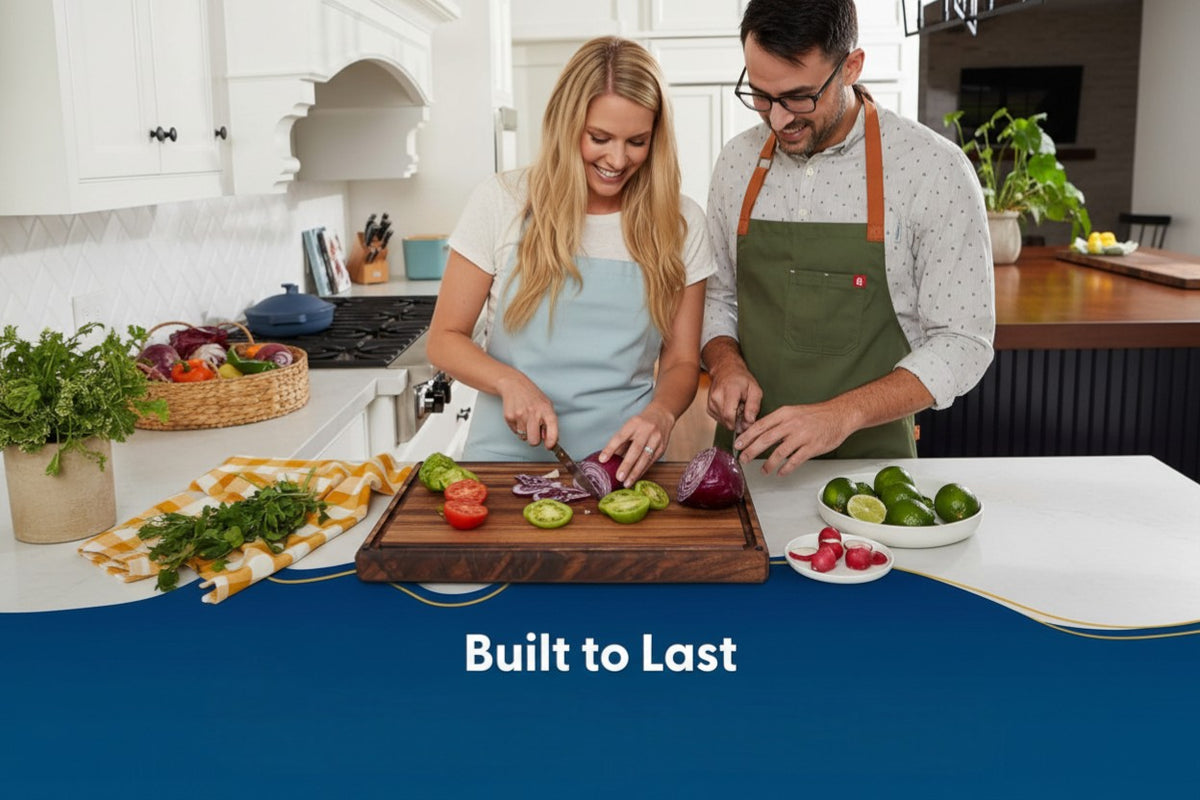 Nismaaya Large Thick Edge Grain Walnut Wood Cutting Board with Non-Slip Feet