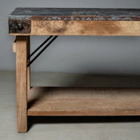 Nismaaya Reclaimed Wood Antique Hinge Metal Top Bench