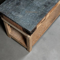 Nismaaya Reclaimed Wood Antique Hinge Metal Top Bench