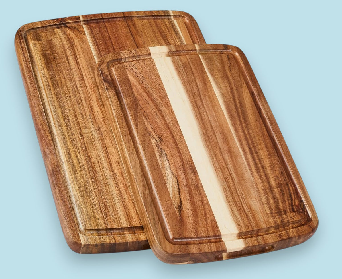 Set of 2 Nismaaya Acacia Wood Cutting Boards with Juice Groove