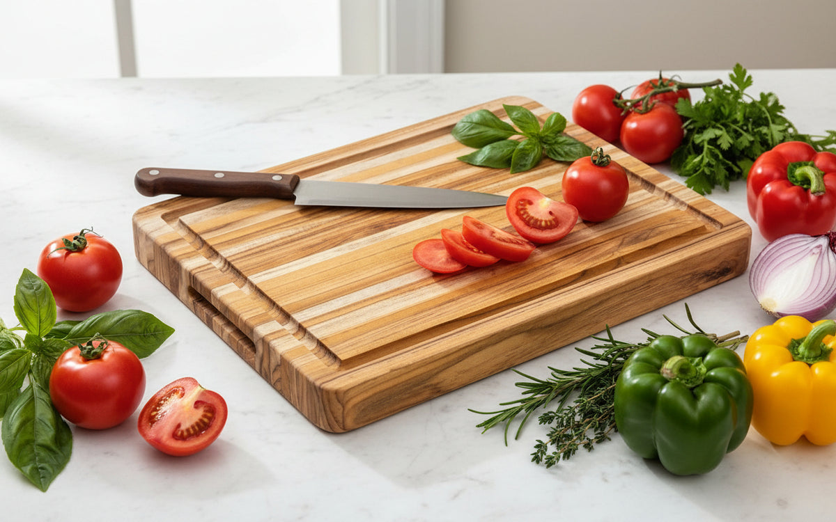 Nismaaya Teak Wood Carving Board and Wood Cutting Board