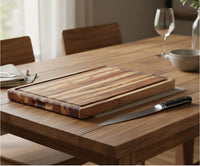 Nismaaya Teak Wood Cutting Board for Kitchen with Sorting Compartments