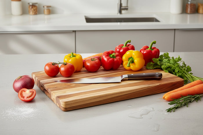 Nismaaya Teak Wood Gripe Handle Carving Board, Chopping Board For Vegetables