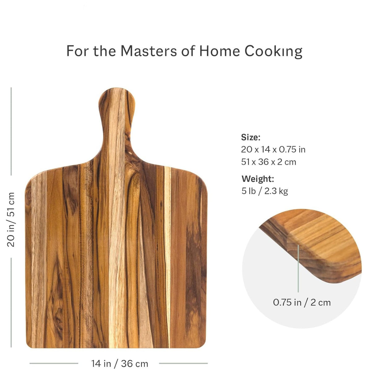 Nismaaya Teak Wood Rectangle Chopping Board With Handle