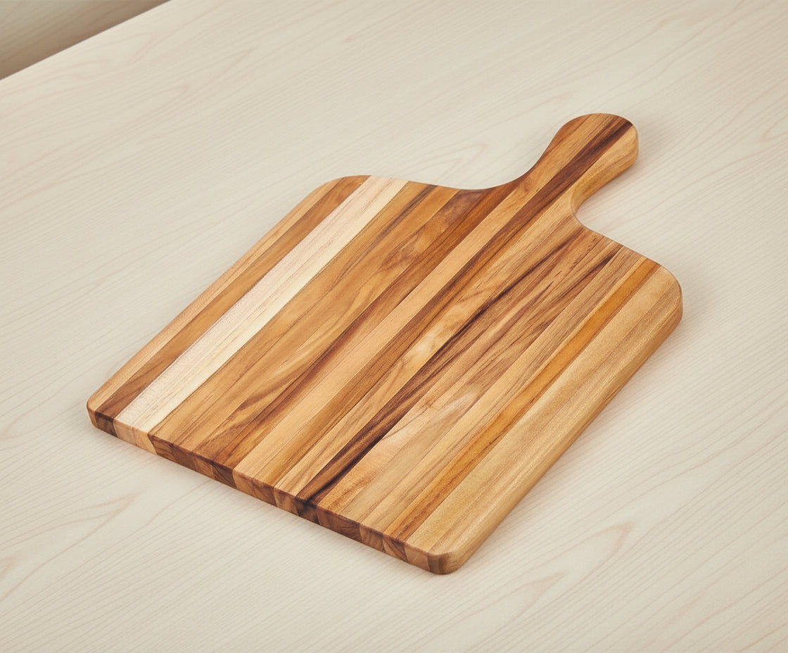 Nismaaya Teak Wood Rectangle Chopping Board With Handle