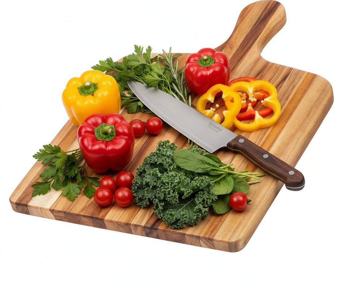 Nismaaya Teak Wood Rectangle Chopping Board With Handle