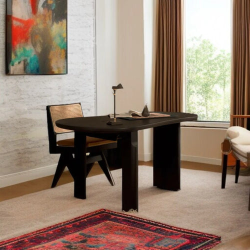 Compact wooden office desk for small workspace