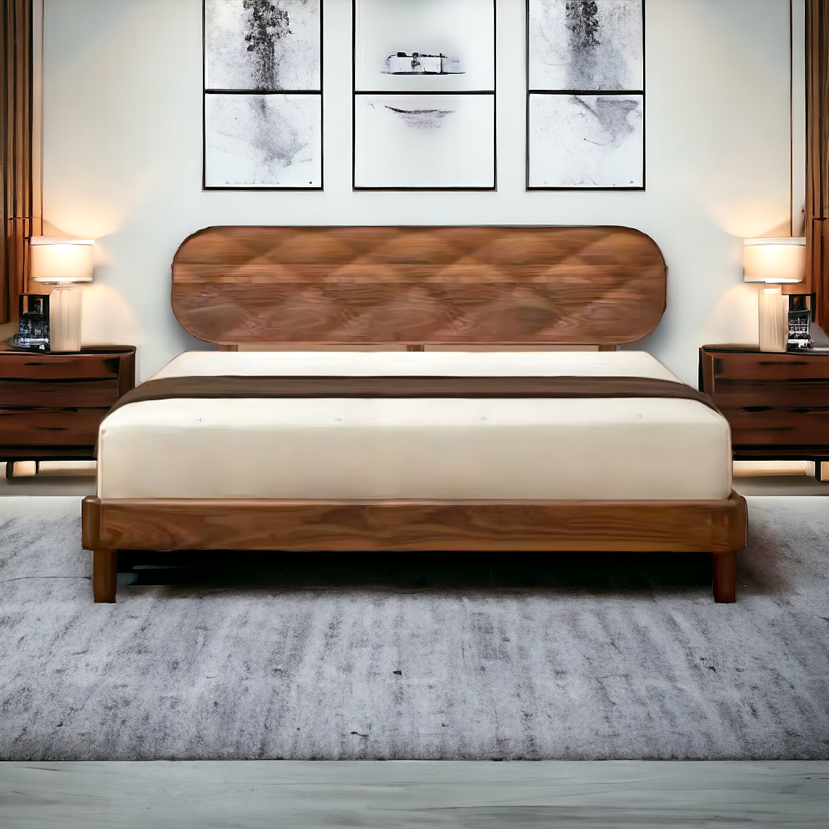 Aase Walnut Wood Bed 