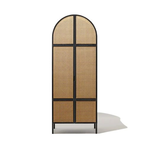 Premium Aderyn Teak Wood Rattan Cupboard with natural finish