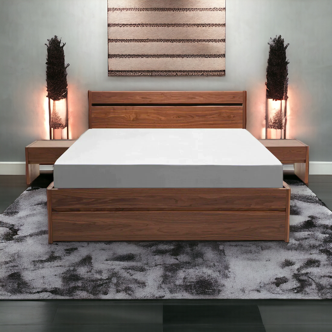 Akon Walnut Wood Bed