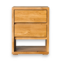  Archer Oak Wood Bedside Table With Drawers 2