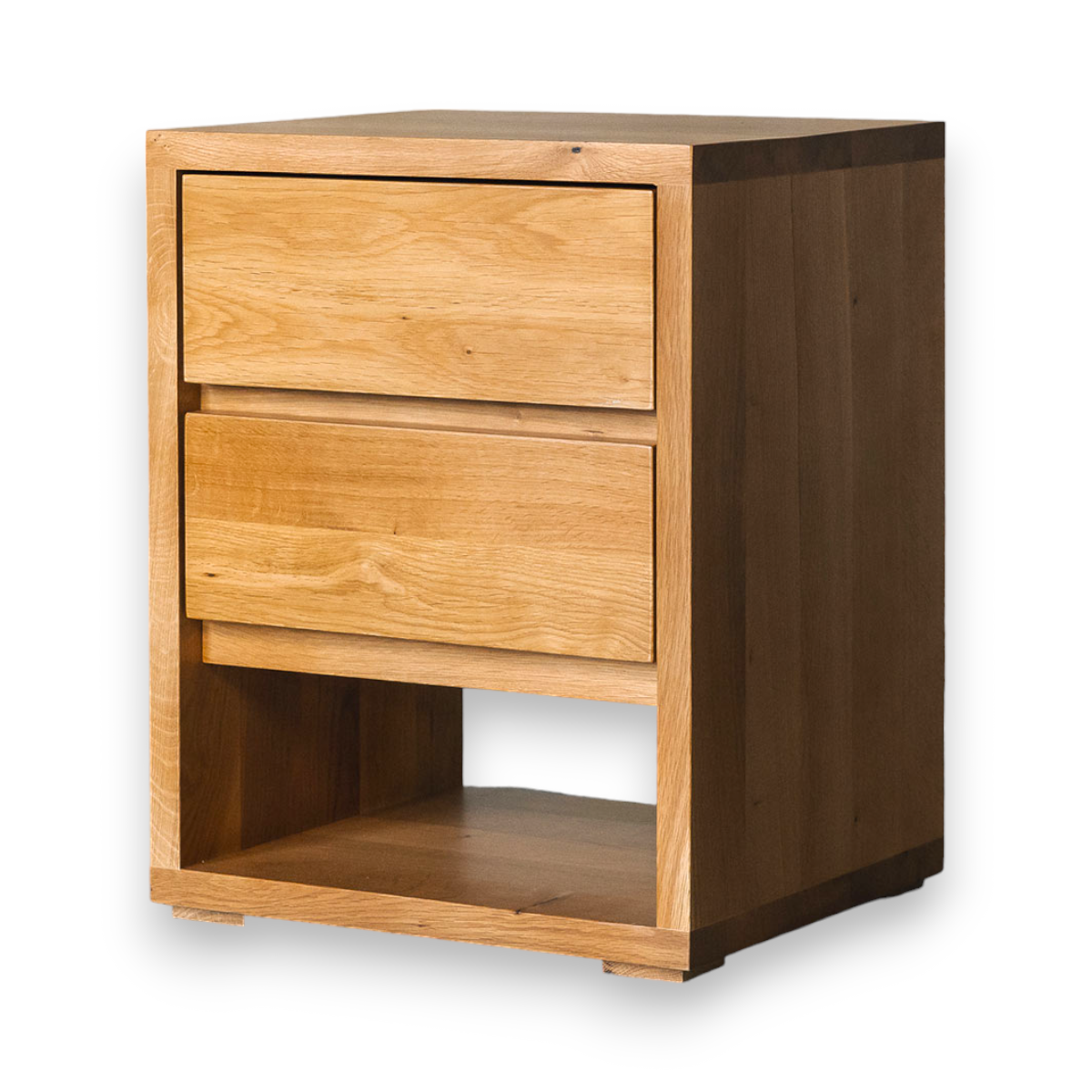  Archer Oak Wood Bedside Table With Drawers 3