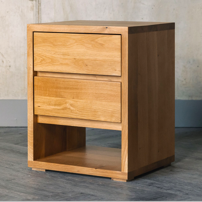  Archer Oak Wood Bedside Table With Drawers 1