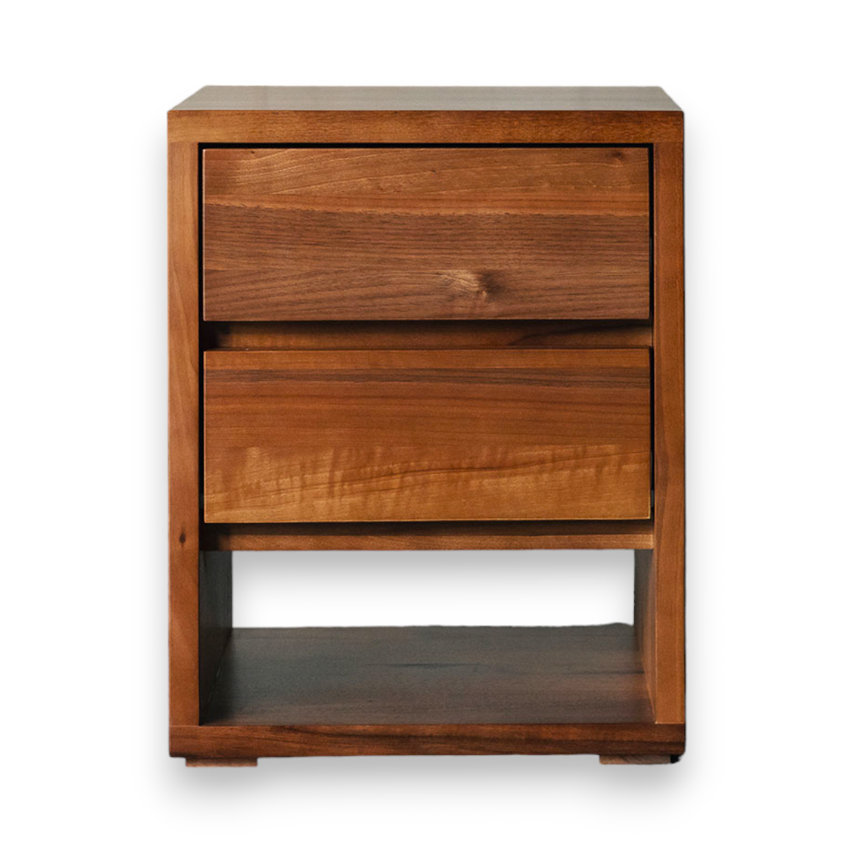 Archer Walnut Wood Bedside Table With Drawers 2